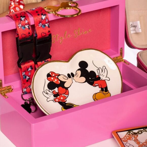 Disney Minnie Mouse Gold Icon Pink Lacquer Wood Jewelry Organizer - Picture 8 of 15